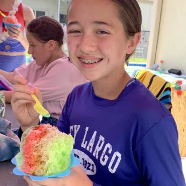 Kids at the Sweet Aloha shave ice catering table