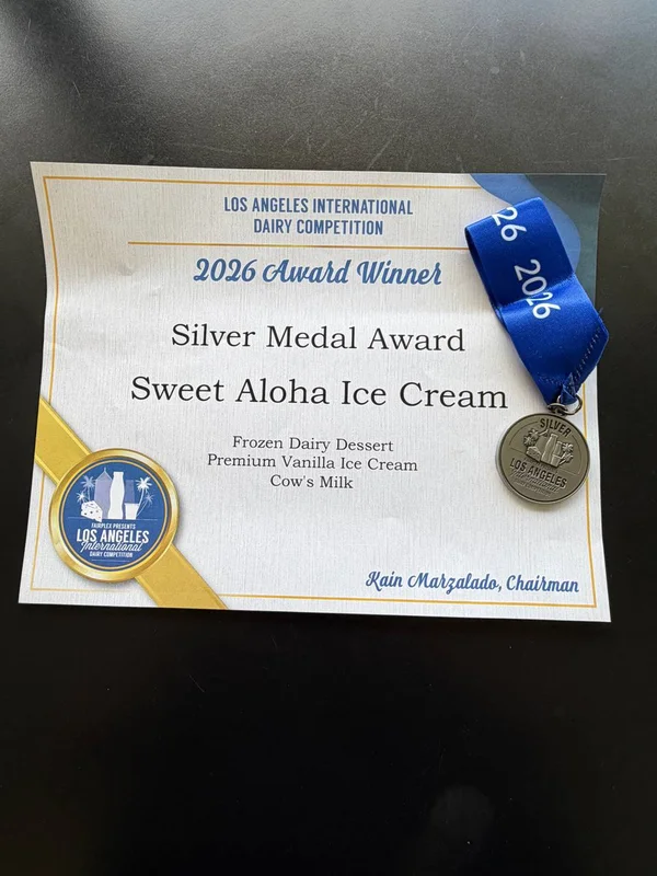 Vanilla ice cream with its Silver Medal